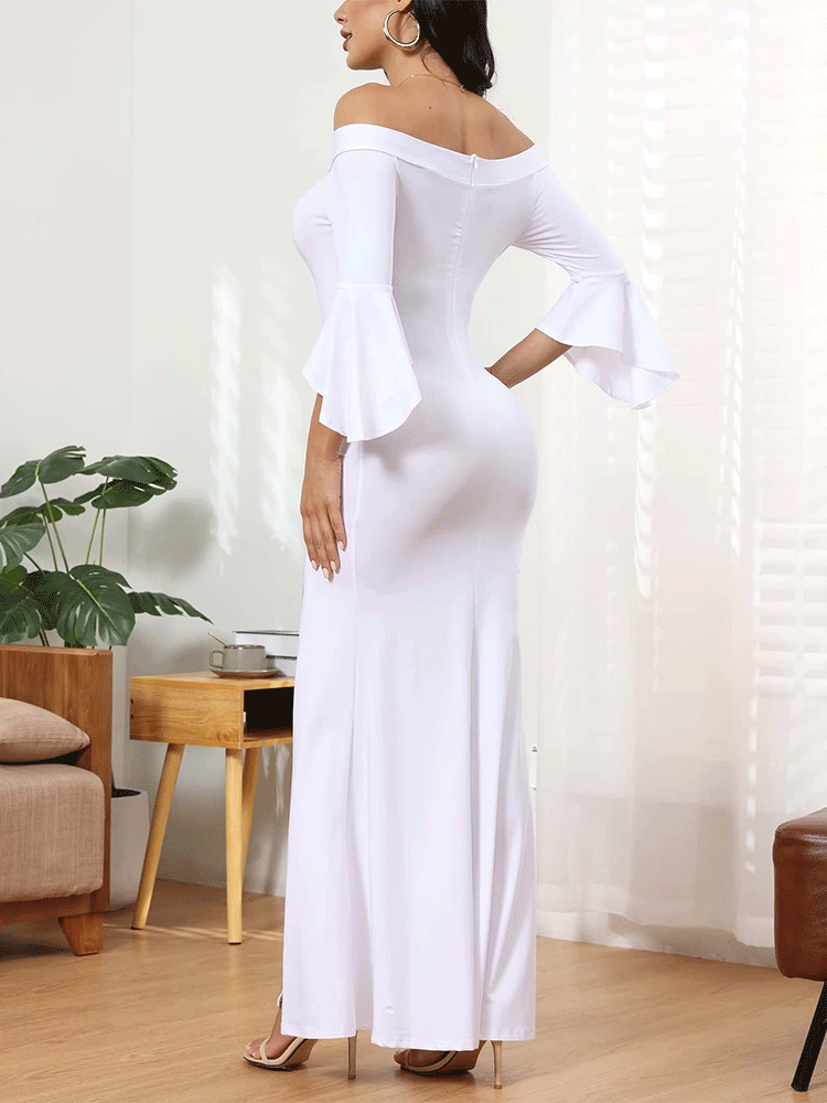 Off Shoulder High Split Maxi Dress - View 15 | Lwiis