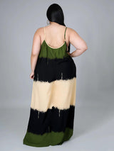 Colorblock spaghetti strap maxi dress with A-line silhouette and scoop neckline - View 10 | Lwiis
