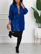Sequin shirt dress - View 18 | Lwiis