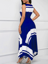 Asymmetric Hem Sleeveless Maxi Dress with geometric print - View 8 | Lwiis