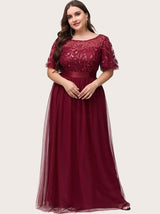 Embellished party dress with tulle skirt and flutter sleeves - View 16 | Lwiis