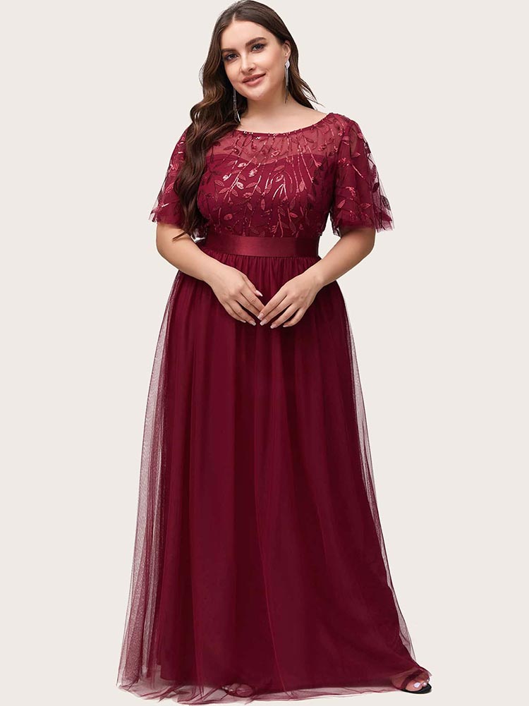 Embellished party dress with tulle skirt and flutter sleeves - View 16 | Lwiis