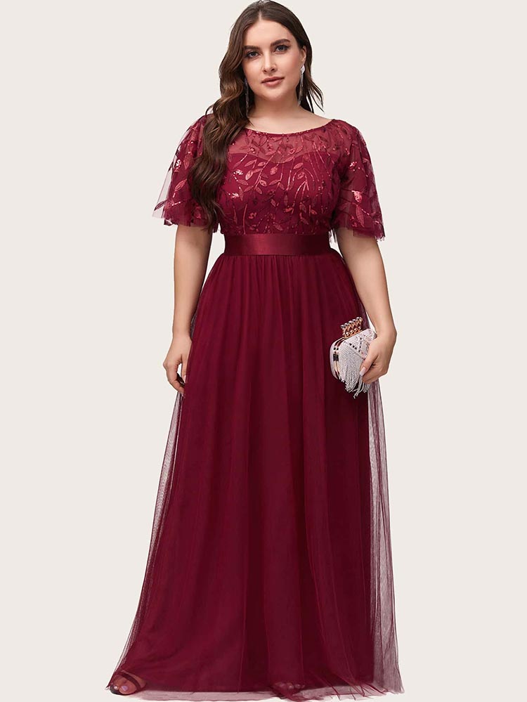 Embellished party dress with tulle skirt and flutter sleeves - View 15 | Lwiis