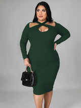 Ribbed Cut-Out Halter Midi Dress - View 10 | Lwiis