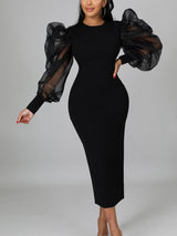 Elegant puff sleeve maxi dress - View 11 | Lwiis