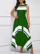 Asymmetric Hem Sleeveless Maxi Dress with geometric print - View 11 | Lwiis