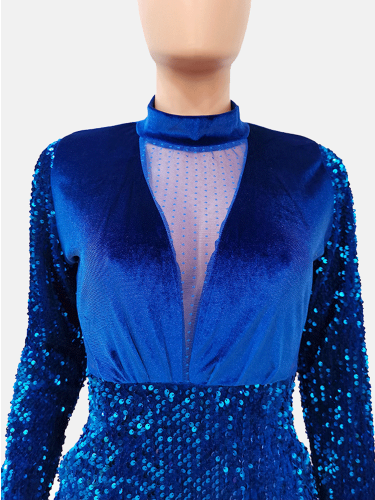 Sequin velvet mini dress - View 9 | Lwiis