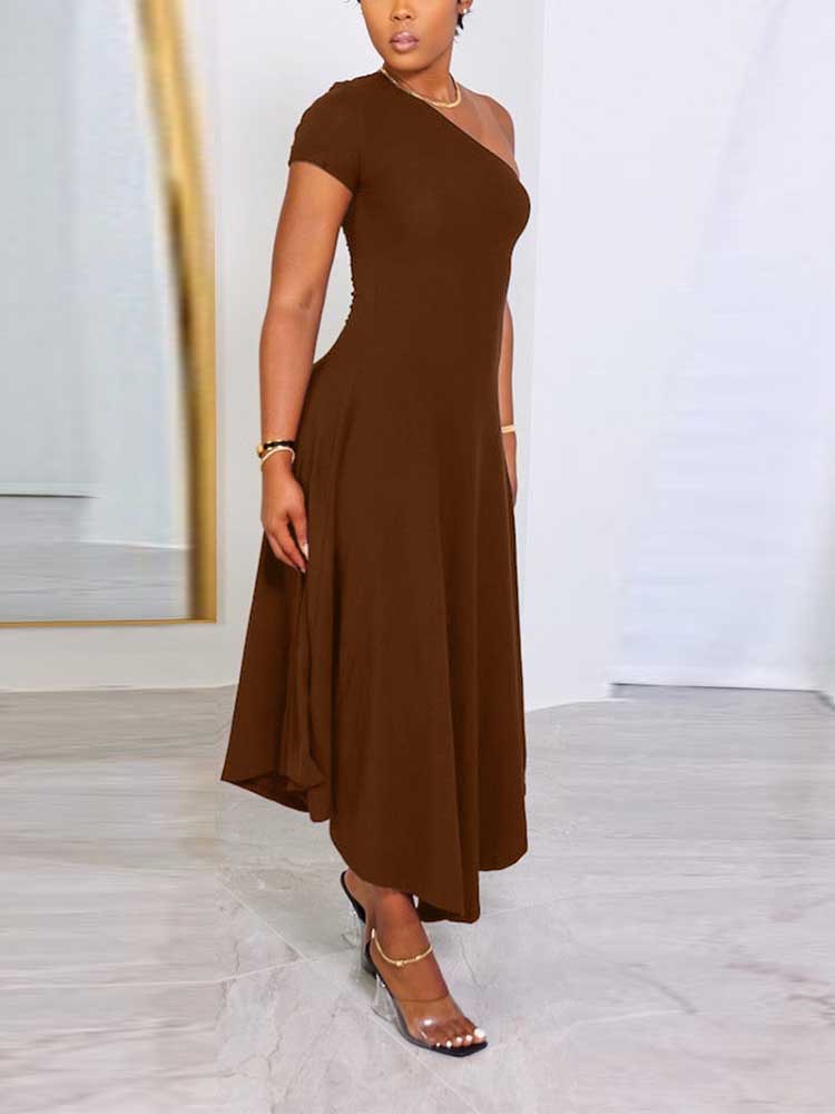 one shoulder midi dress - View 7 | Lwiis