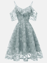 Floral Lace A-Line Midi Dress - View 11 | Lwiis