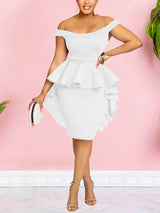 Off Shoulder Ruffle Midi Dress - View 7 | Lwiis