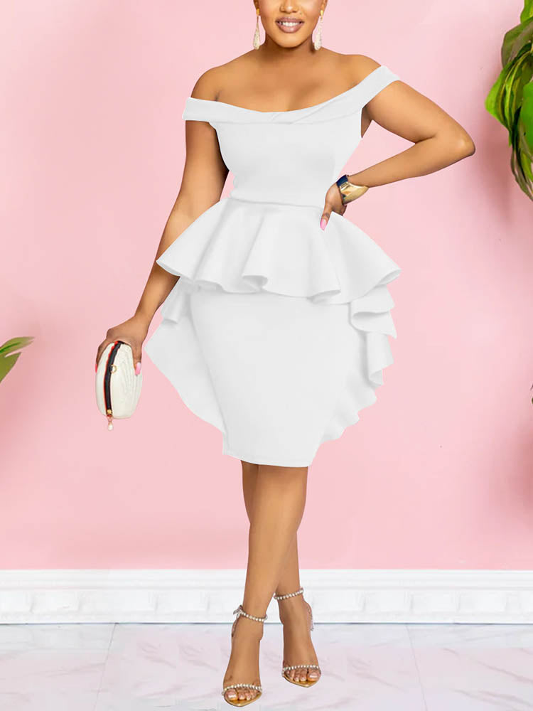Off Shoulder Ruffle Midi Dress - View 7 | Lwiis