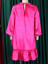 Pearl Embellished Mock Neck Ruffle Dress - View 12 | Lwiis