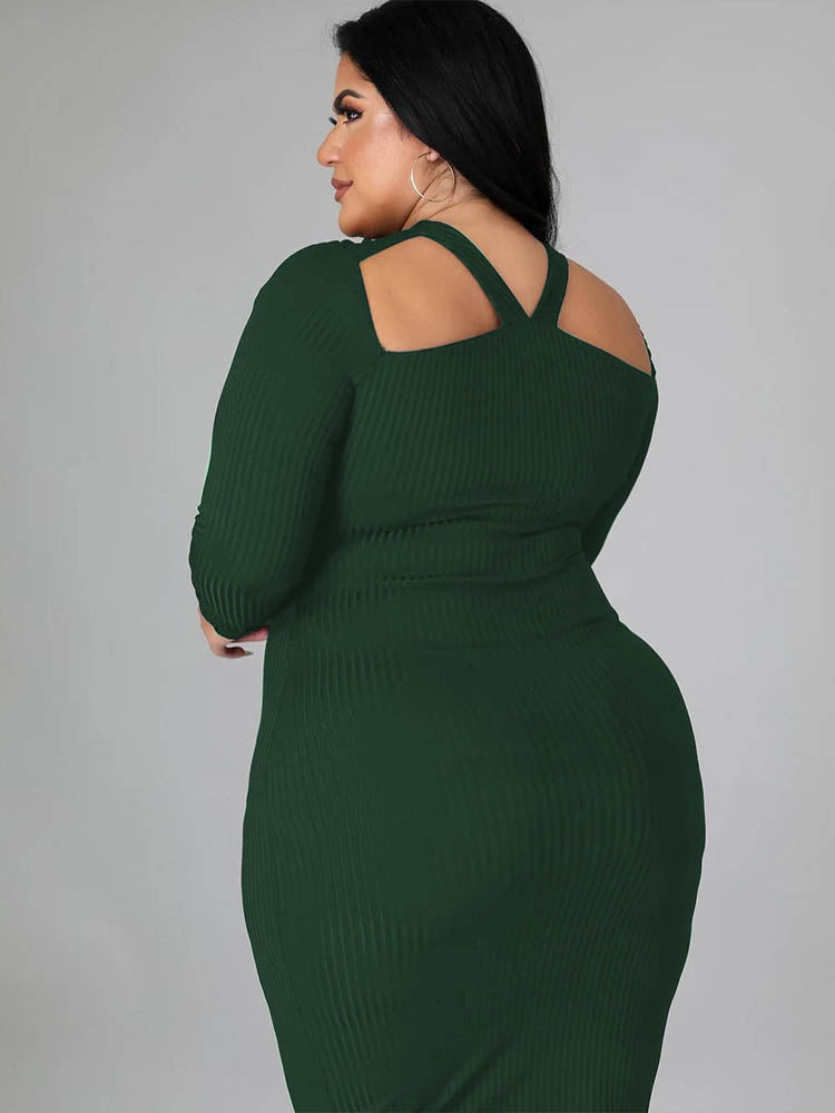Ribbed Cut-Out Halter Midi Dress - View 11 | Lwiis