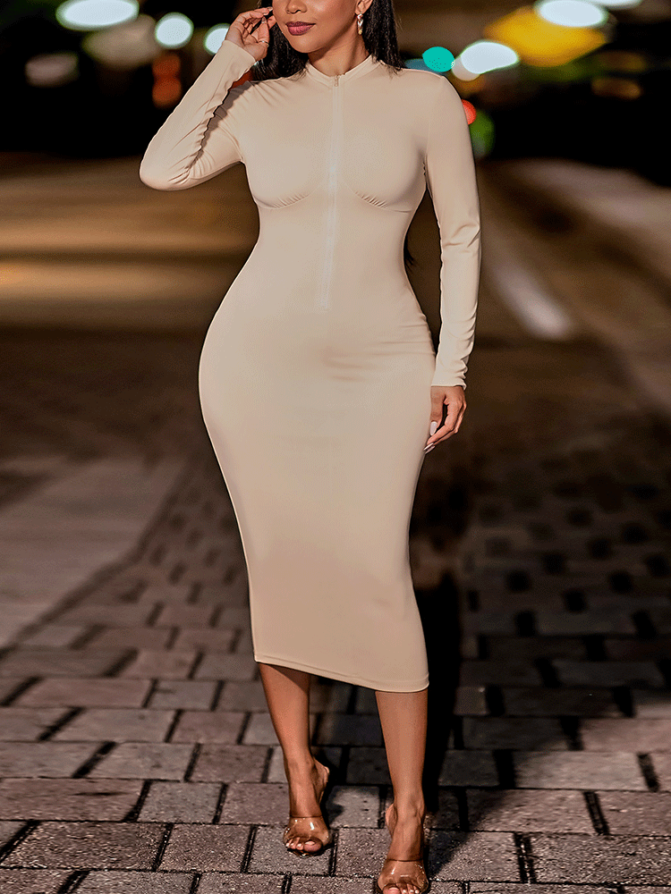 Ribbed knit midi dress - View 6 | Lwiis