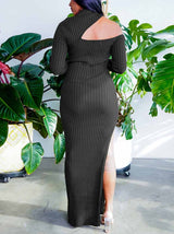 Elegant cut out maxi dress with high slit - View 13 | Lwiis