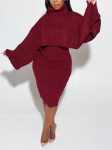 Knitted turtleneck sweater and midi dress set - View 14 | Lwiis
