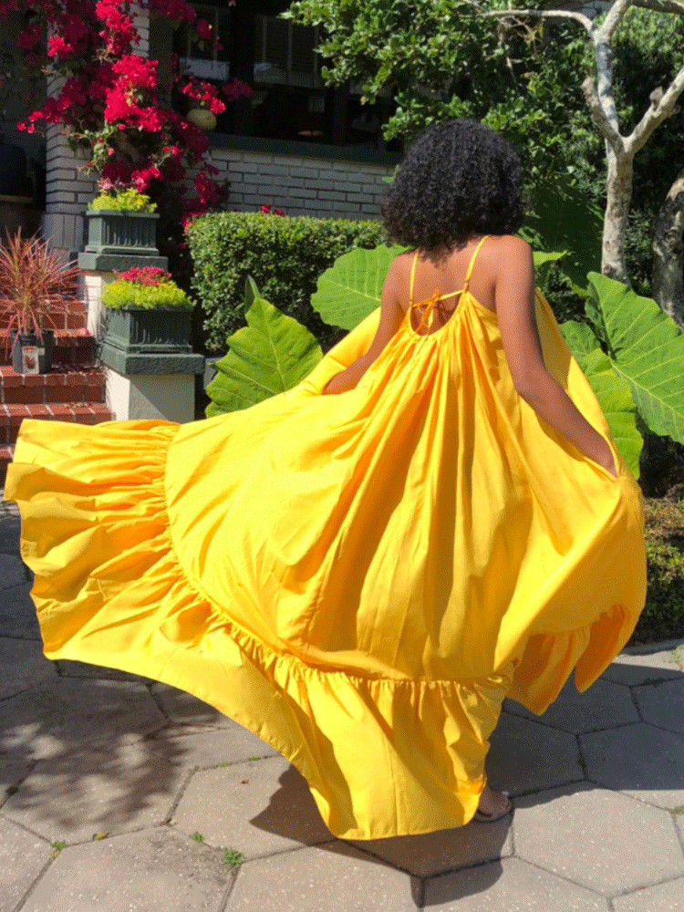 Spaghetti strap maxi dress with ruffled hem - View 9 | Lwiis
