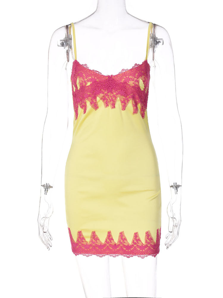 Lace Trim Mini Slip Dress - View 7 | Lwiis