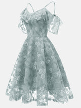 Floral Lace A-Line Midi Dress - View 12 | Lwiis