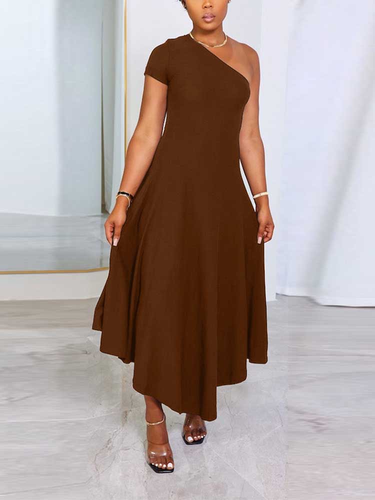one shoulder midi dress - View 8 | Lwiis
