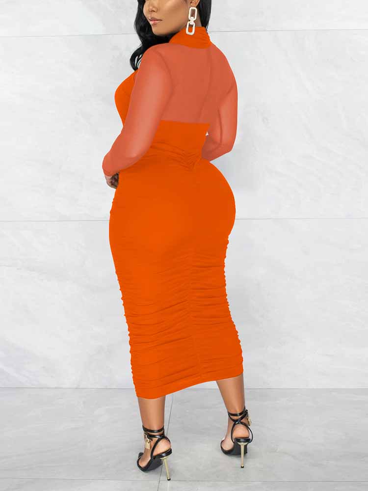 Mock Neck Knit Maxi Dress with Cut-Out Detail - View 6 | Lwiis