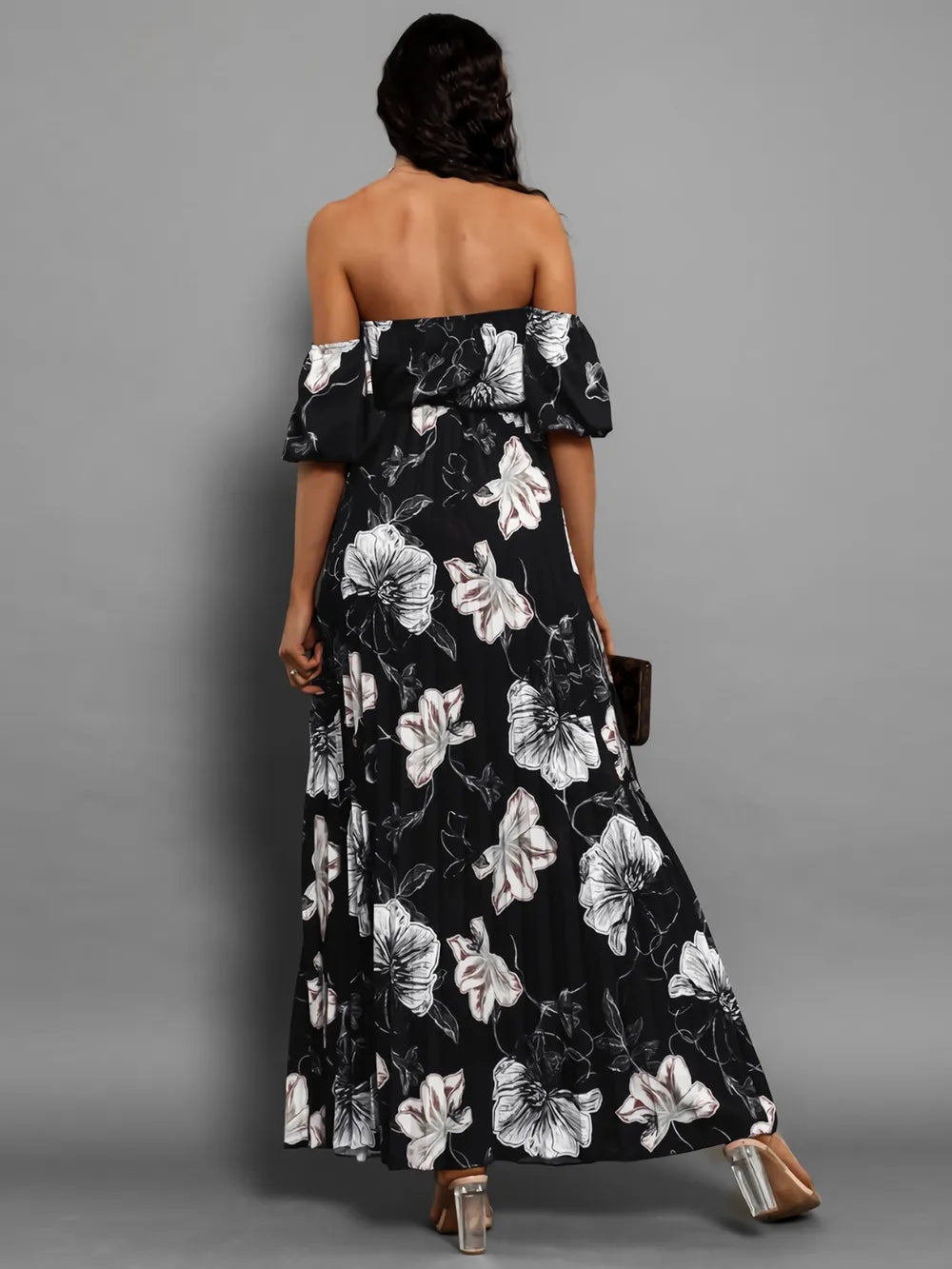 Floral Off-Shoulder Midi Dress - View 21 | Lwiis