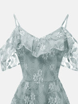Floral Lace A-Line Midi Dress - View 14 | Lwiis