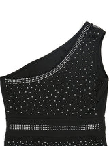 One shoulder maxi dress with rhinestone embellishments - View 6 | Lwiis