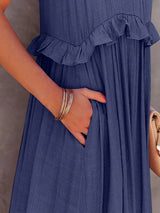 Tiered Ruffle Maxi Dress with Pockets - View 15 | Lwiis