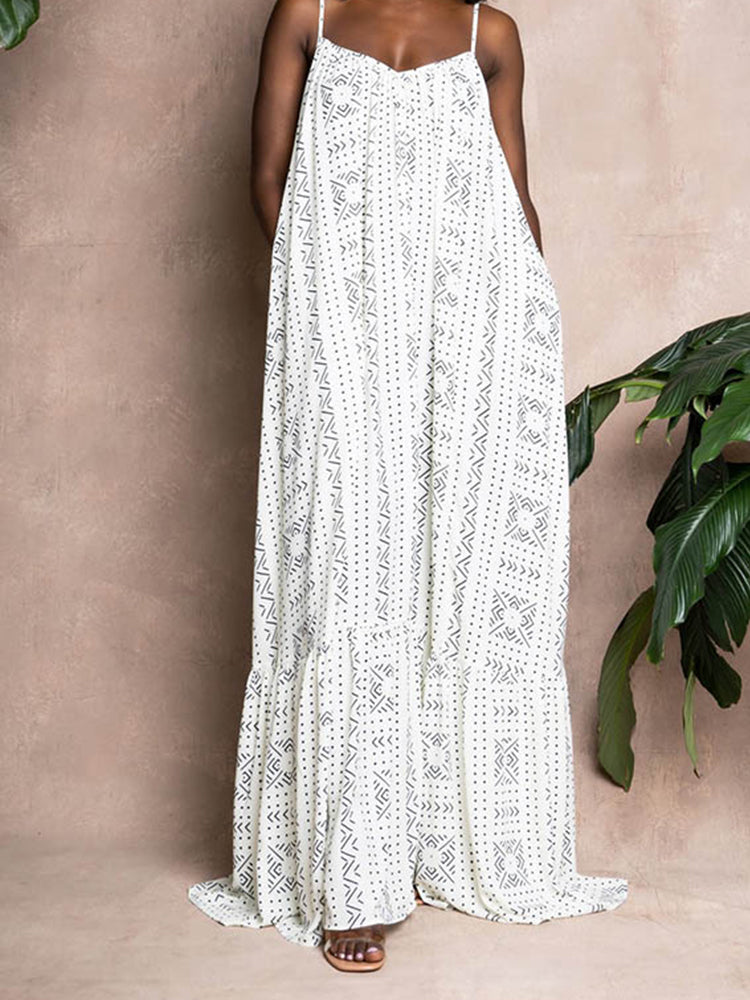 Boho maxi dress with tie-dye print and ruffled hem - View 13 | Lwiis