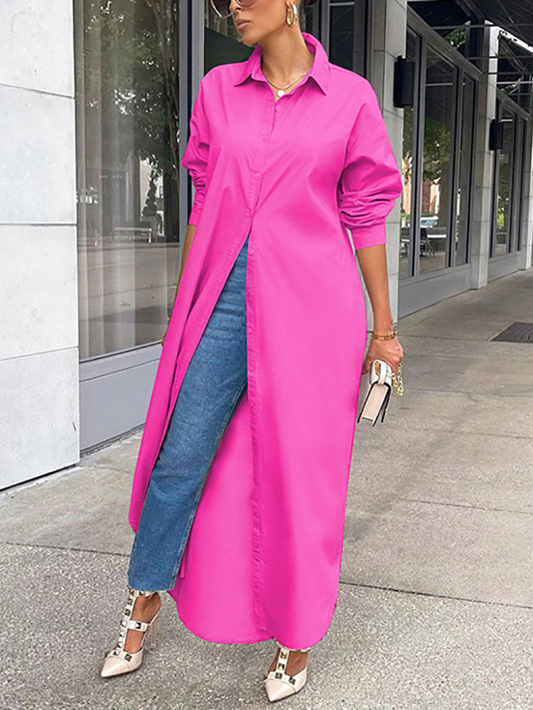 Maxi Button Shirt Dress - View 9 | Lwiis