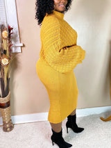 Knitted turtleneck sweater and midi dress set - View 6 | Lwiis