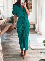 Satin button-down shirt dress - View 17 | Lwiis