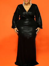 Long Sleeve V-Neck Maxi Dress - View 12 | Lwiis