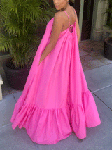 Spaghetti strap maxi dress with ruffled hem - View 18 | Lwiis