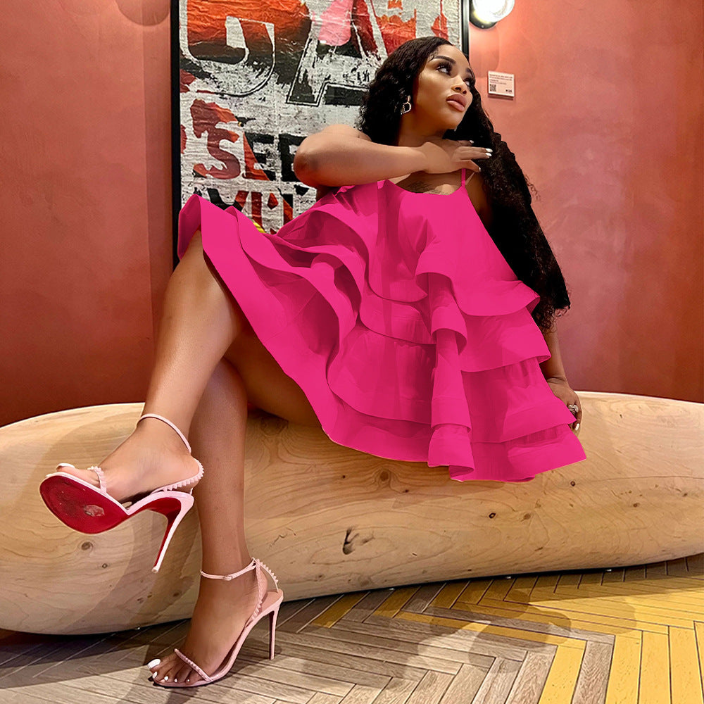 Spaghetti strap ruffle dress - View 26 | Lwiis