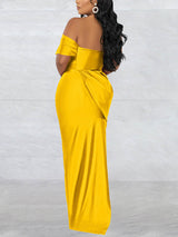 Off-shoulder maxi dress with high slit - View 12 | Lwiis