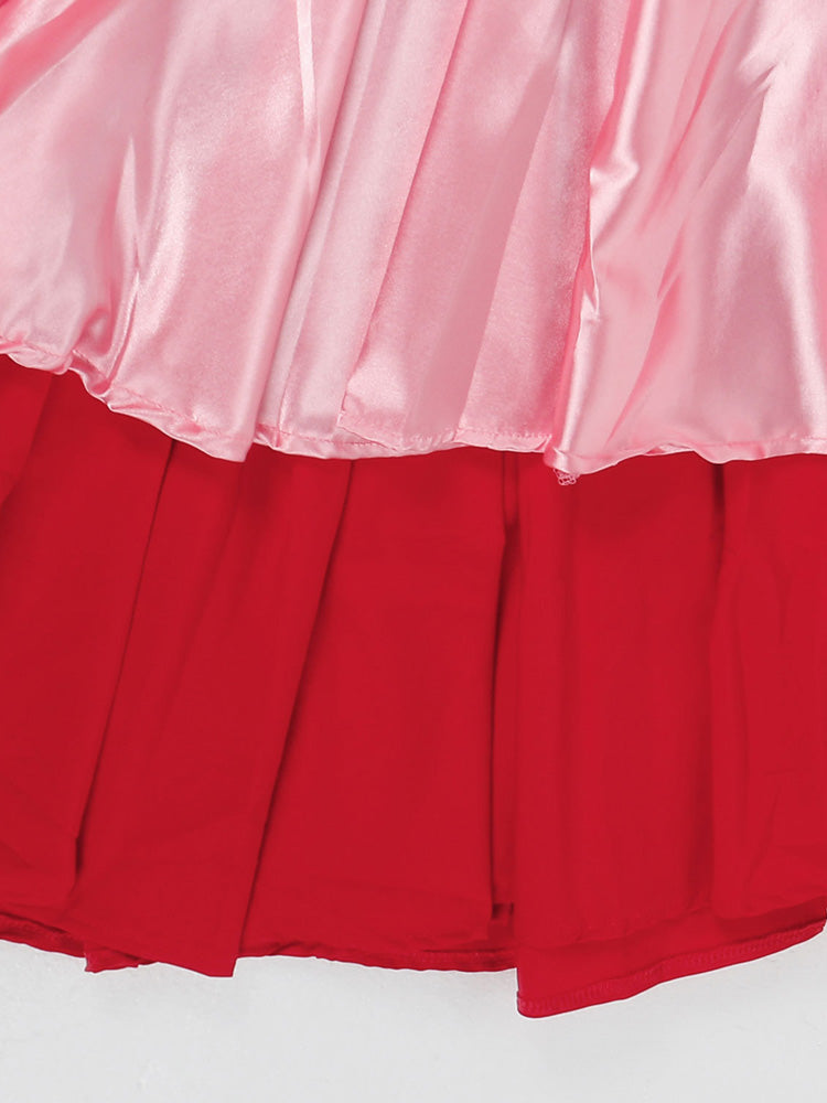 Colorblock Midi Dress with Cape Sleeves - View 6 | Lwiis