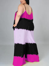 Colorblock spaghetti strap maxi dress with A-line silhouette and scoop neckline - View 8 | Lwiis