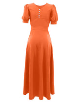 Puff Sleeve Cut-Out Back Dress - View 8 | Lwiis