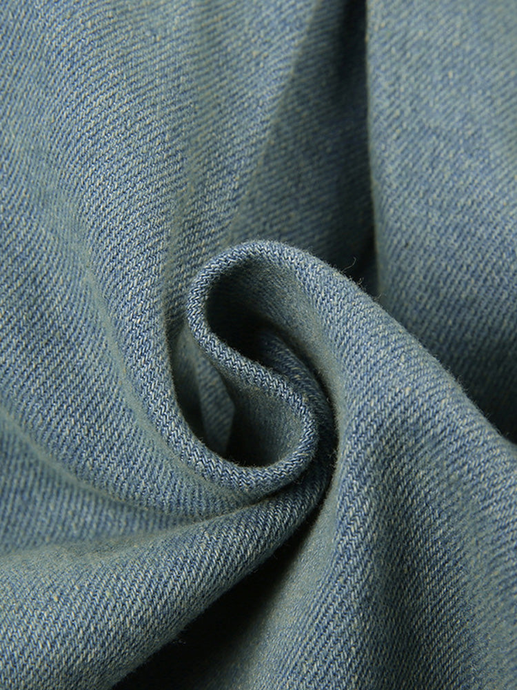 Ruched denim fit and flare dress - View 10 | Lwiis