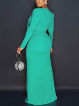Rhinestone embellished maxi dress with high slit - View 20 | Lwiis