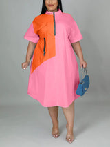 Color Block Shirt Dress - View 10 | Lwiis