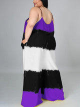 Colorblock spaghetti strap maxi dress with A-line silhouette and scoop neckline - View 6 | Lwiis