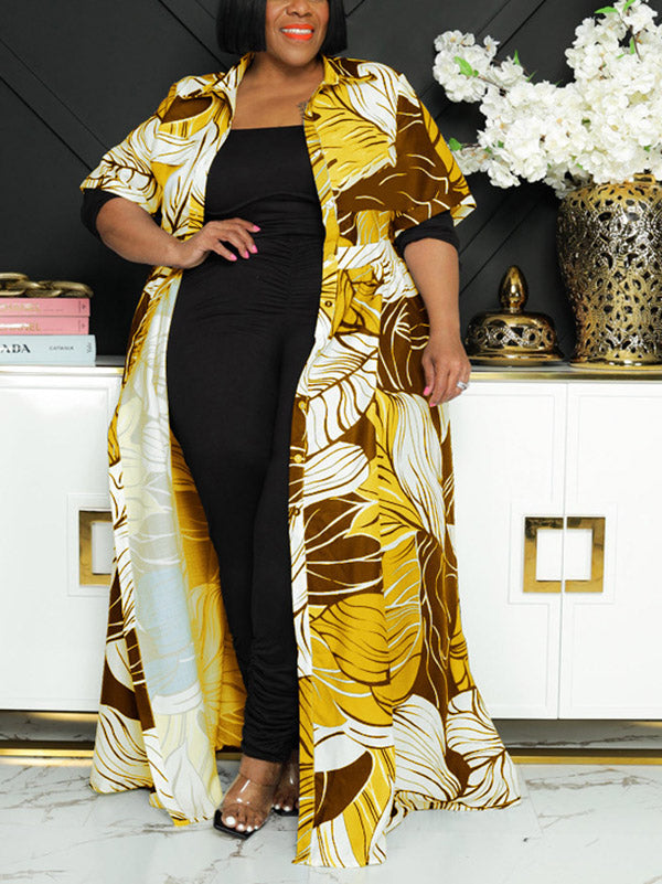 Printed V-neck maxi dress with short sleeves and a belted waist - View 7 | Lwiis