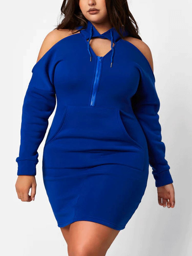 Hooded Cold Shoulder Mini Dress - View 8 | Lwiis