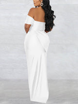 Off-shoulder maxi dress with high slit - View 14 | Lwiis