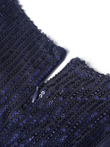 Sequin fishtail maxi dress with patchwork sleeves - View 9 | Lwiis