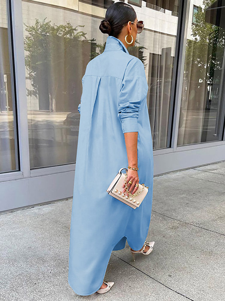 Maxi Button Shirt Dress - View 8 | Lwiis