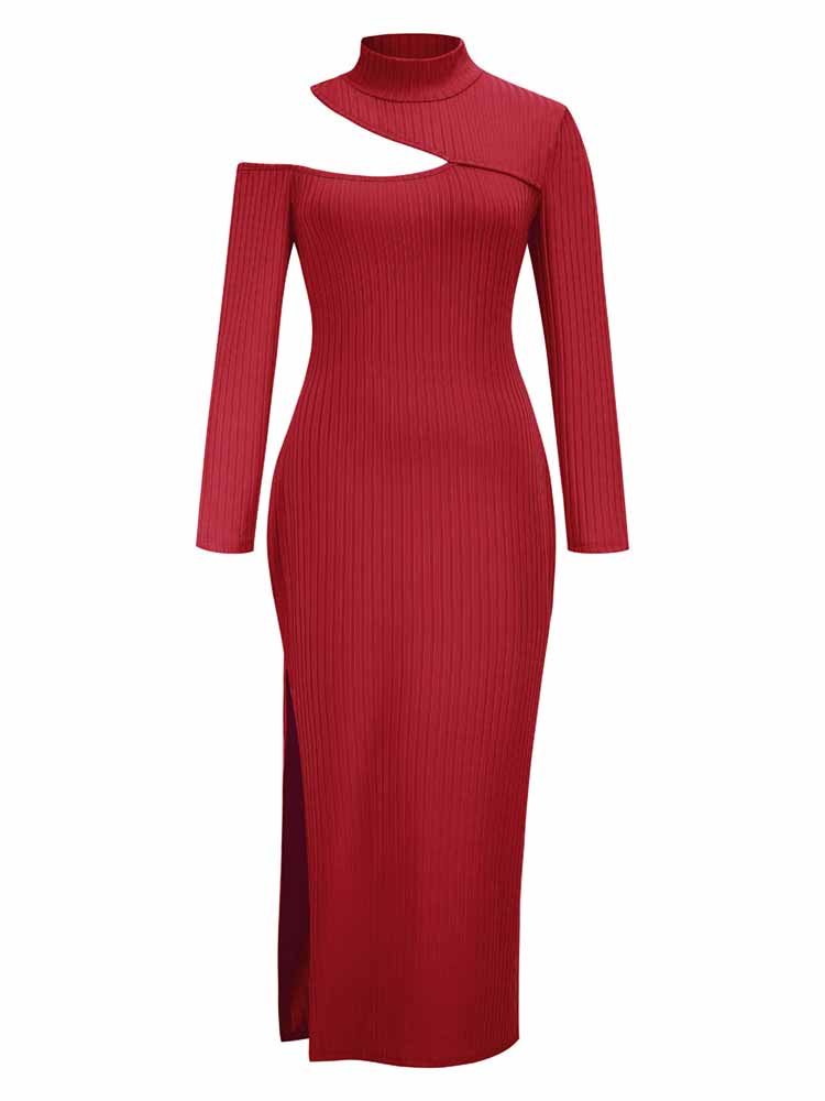 Elegant cut out maxi dress with high slit - View 19 | Lwiis